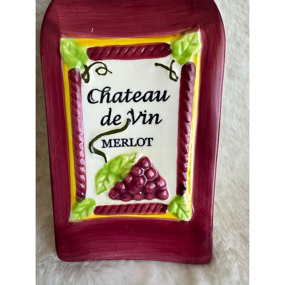 Boston Warehouse Spoon Rest Merlot Wine Bottle Ceramic Burgundy French Country - Picture 4 of 6
